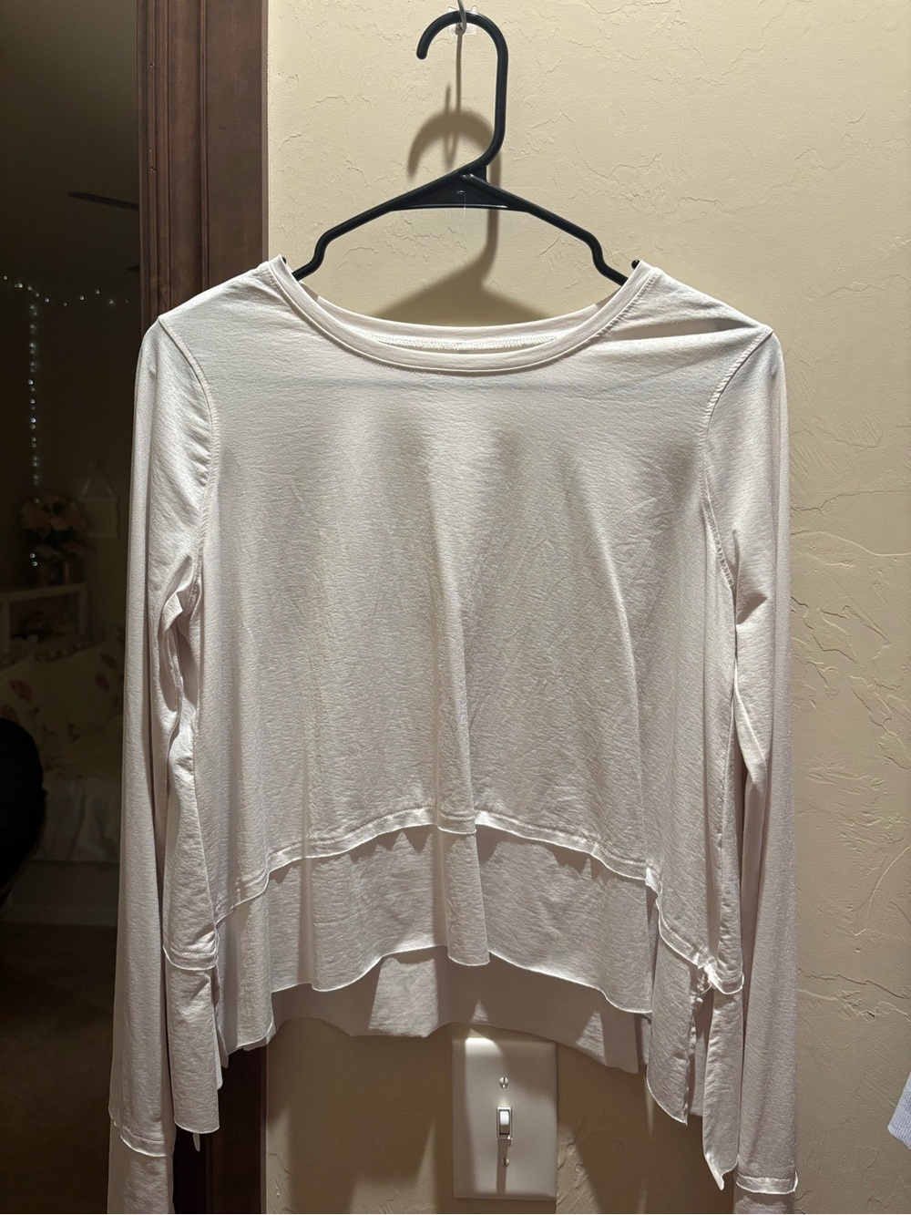 SO White Long-Sleeve Layered Hem Tee